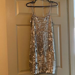 Silver sequin dress
